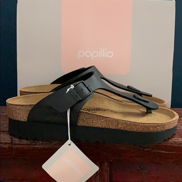 BIRKENSTOCK PAPILLIO Gizeh Platform Black Sandals - Picture 7 of 8